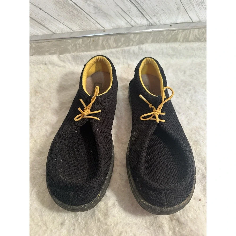 Hey Dude Men's Sneakers Black/Yellow Knit Lace Up US Y6-L7